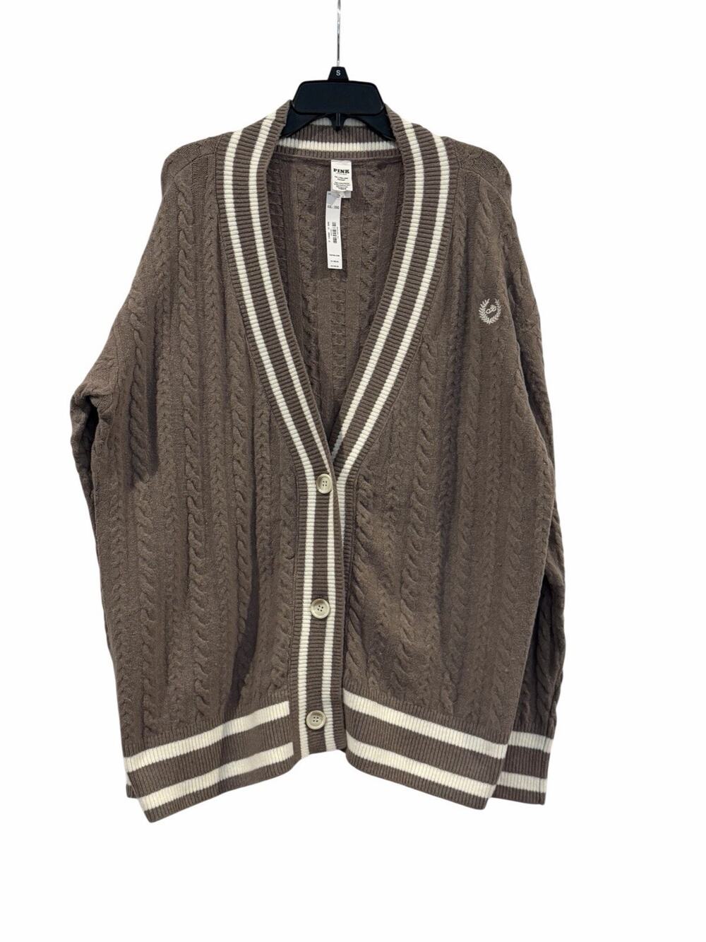 Victoria’s Secret PINK NWT Cardigan Collegiate Cable Knit Soft Sz XXL Oversized